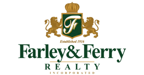 F and F Home and Gift logo with decorative emblem on green and gold background.