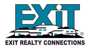 Exit Realty Connections logo with stylized text and house rooftops beneath.