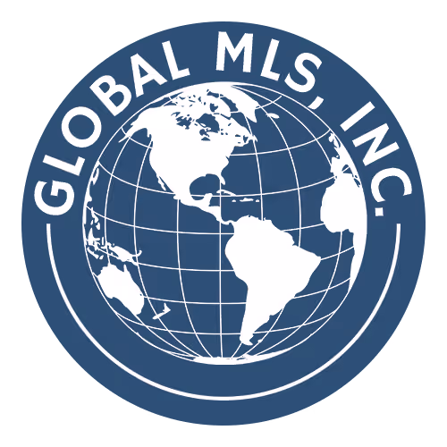 White globe with Americas centered inside a blue circle with 'GLOBAL MLS, INC.' text around it.
