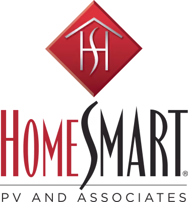 HomeSmart PV and Associates company logo with stylized red diamond and house roof icon.