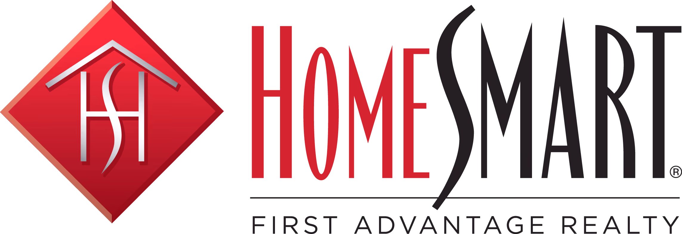 HomeSmart First Advantage Realty logo with a red diamond and stylized HS letters next to the text.