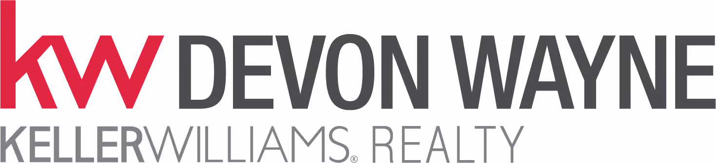 Logo with red KW and gray text Devon Wayne Keller Williams Realty.