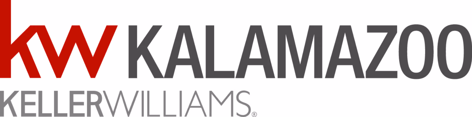 kw Kalamazoo Keller Williams logo with kw in red and Kalamazoo Keller Williams in gray text.