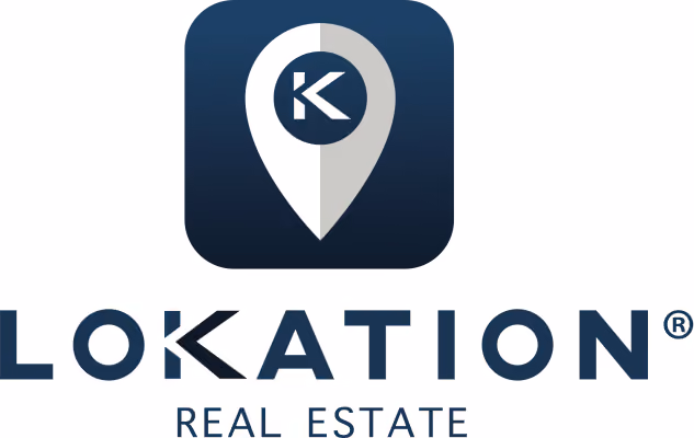 Lokation Real Estate logo with a map pin icon containing the letter K.