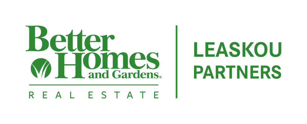 Better Homes and Gardens Real Estate Leaskou Partners logo in green text