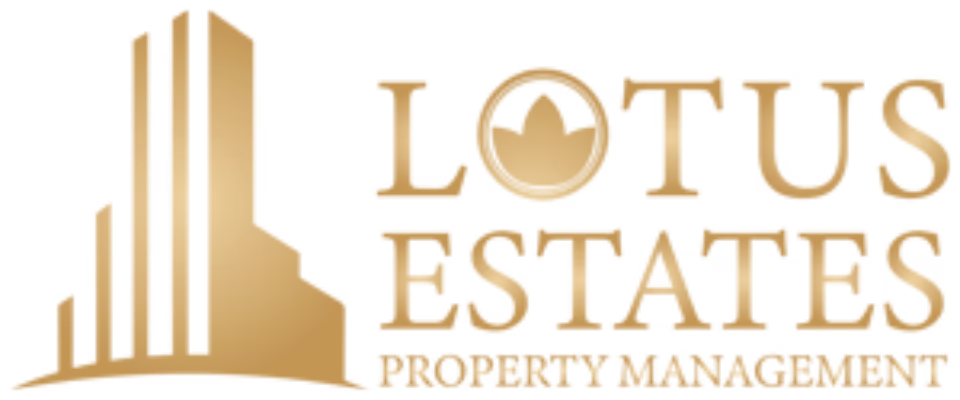 Logo with stylized lotus icon and text 'Lotus Estates Real Estate Company'.