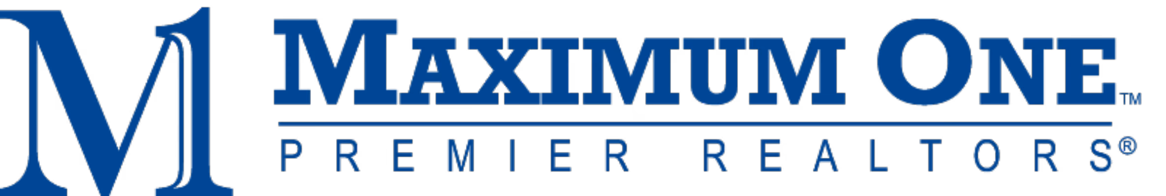 Maximum One Premier Realtors logo with large M and text in dark blue.