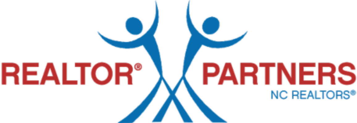 REALTOR® PARTNERS NC REALTORS® logo with two blue abstract human figures reaching upward.