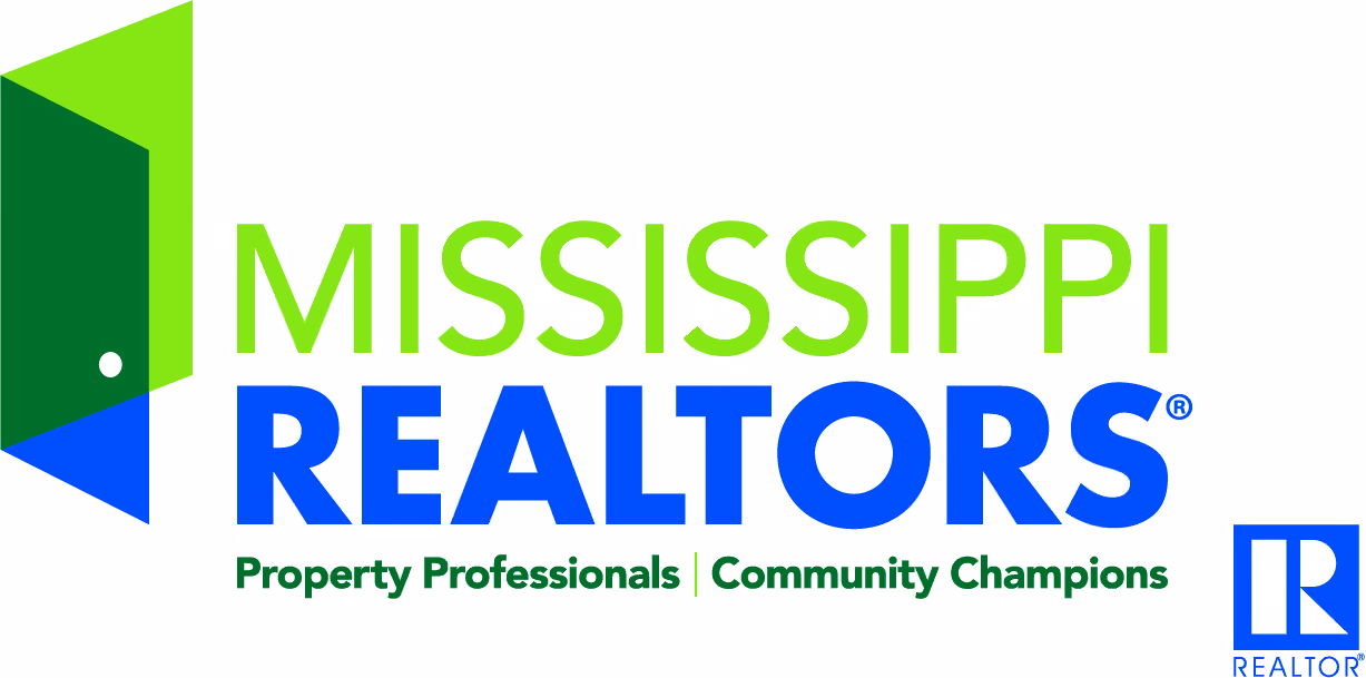 Mississippi Realtors logo with green door icon and text: Property Professionals, Community Champions.