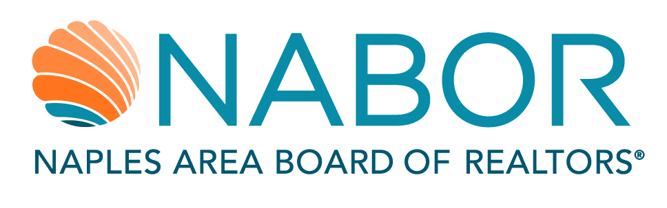 Nabor logo with orange and teal abstract sphere and text Naples Area Board of Realtors.