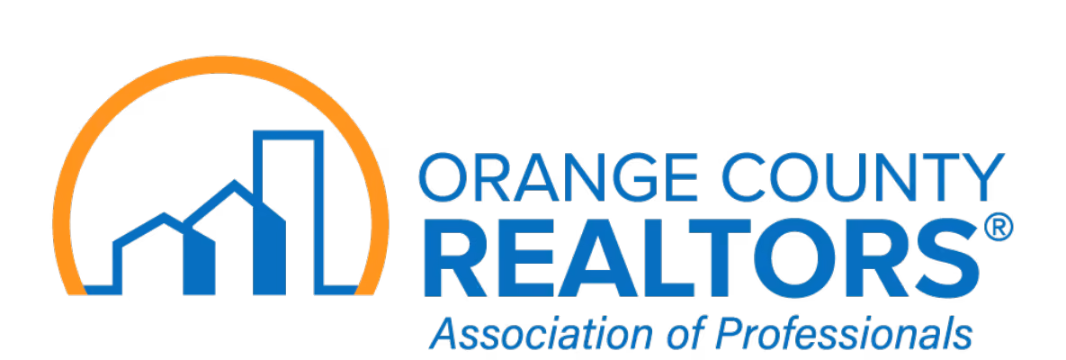 Orange County Realtors Association of Professionals logo with abstract blue buildings under an orange arc.