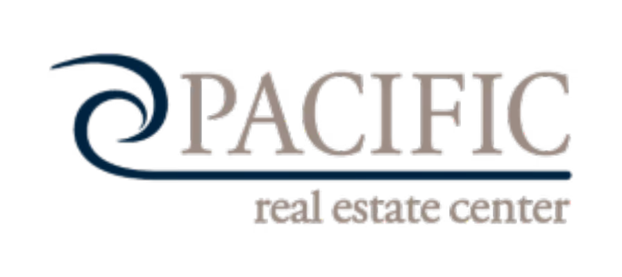 Logo for Pacific real estate center with stylized wave graphic.