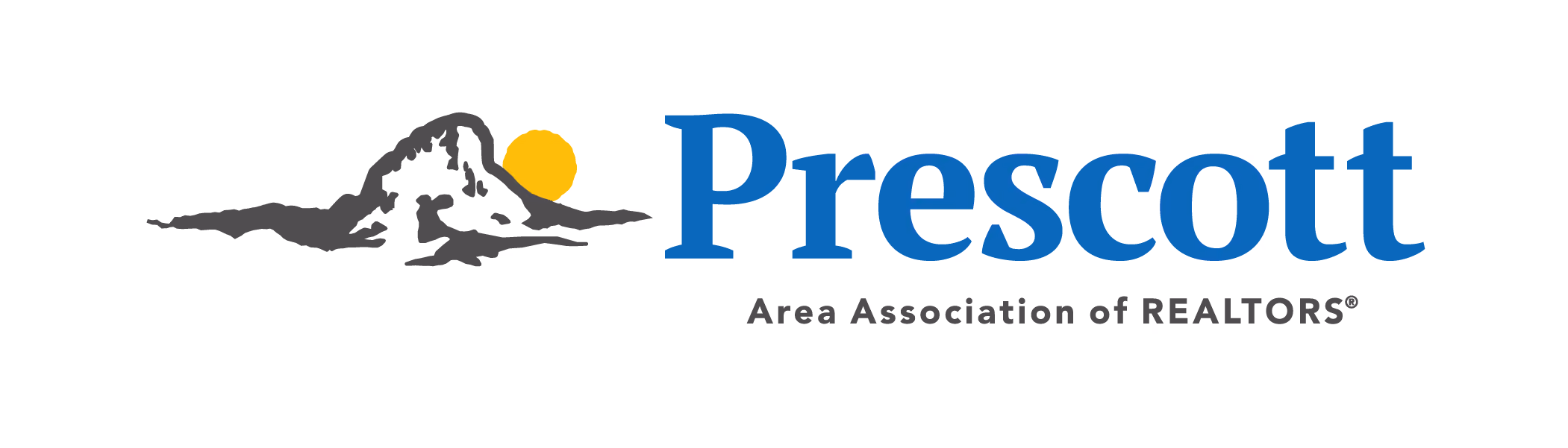 Prescott Area Association of REALTORS® logo with mountain silhouette and sun.