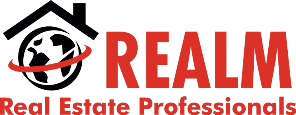 Realm Real Estate Professionals logo with a red swoosh above the word Realm.