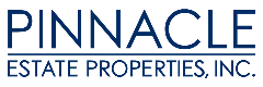 Pinnacle Estate Properties, Inc. logo with navy blue text and horizontal lines.