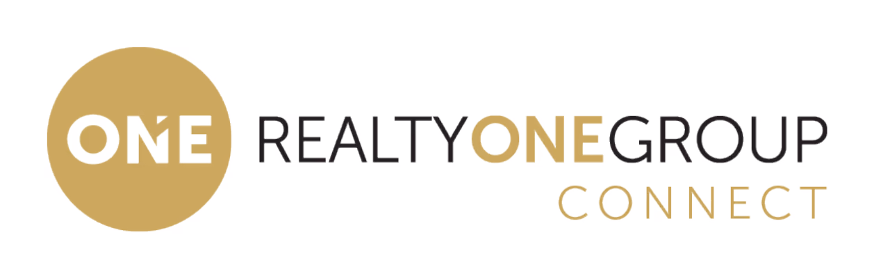 Realty ONE Group Connect logo with gold circle and stylized text.