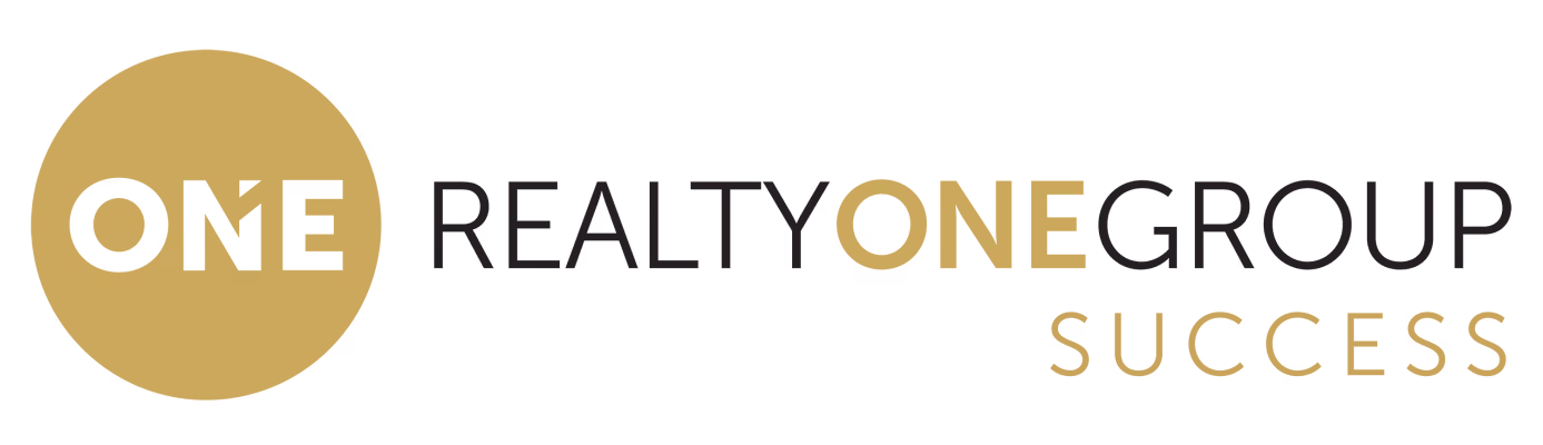 Realty One Group Success logo with bold ONE inside gold circle and text in black and gold.