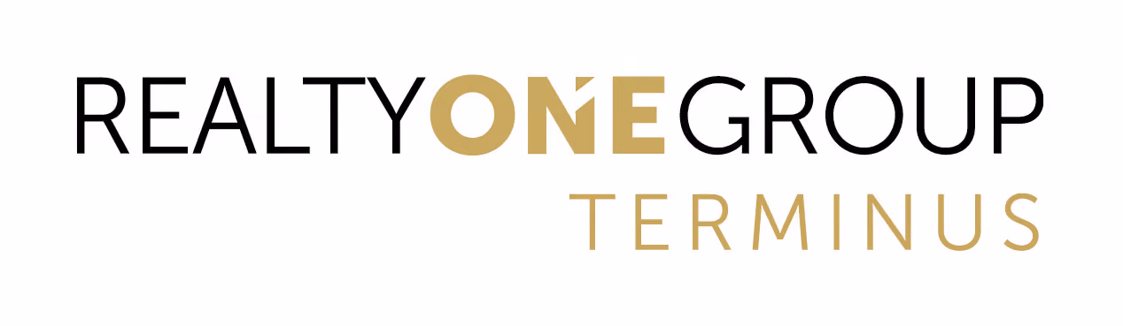 Realty One Group Terminus logo with bold gold ONE and gold TERMINUS underneath.