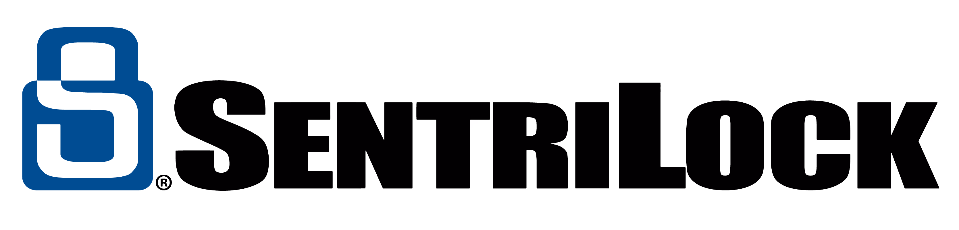 Blue interlocking S and L monogram next to the text SentriLock in black.