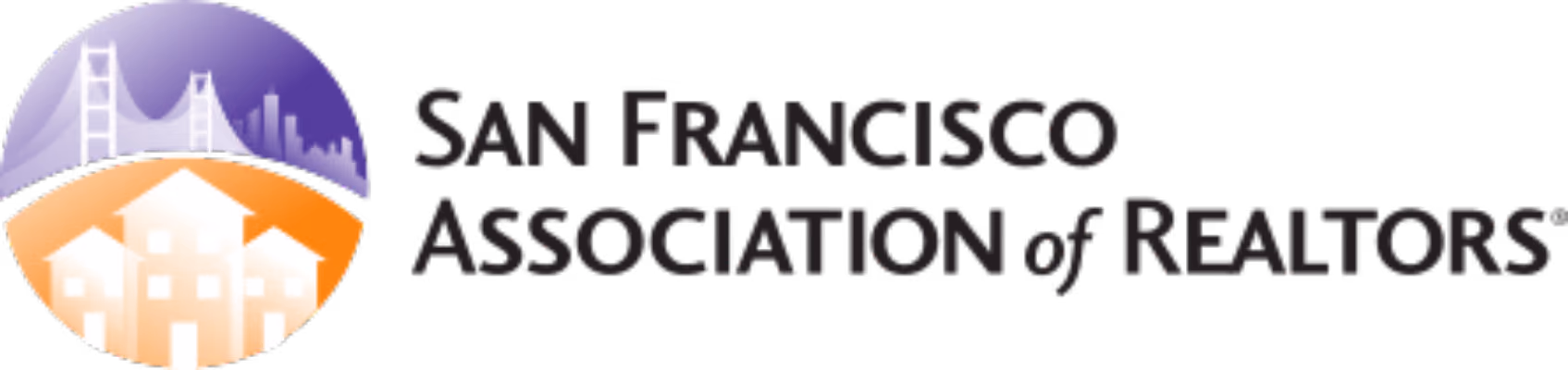 San Francisco Association of Realtors logo with Golden Gate Bridge and houses in a circular design.