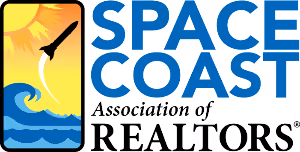 Space Coast Association of Realtors logo with sun, wave, and rocket graphic.