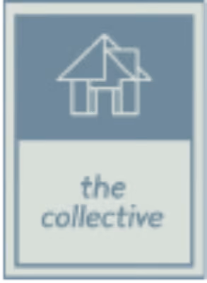 Logo with a geometric house illustration above the text 'the collective' in lowercase letters.