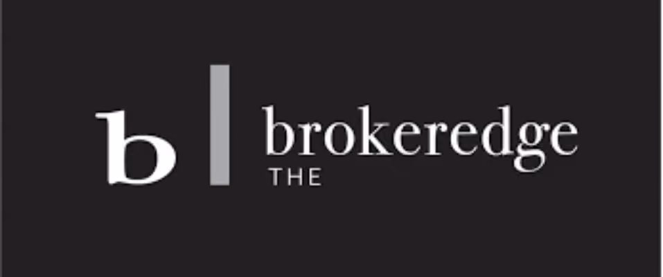 The Broker Edge logo with lowercase b and vertical bar on black background.