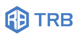 Hexagonal logo containing letters R and B, next to blue TRB text.