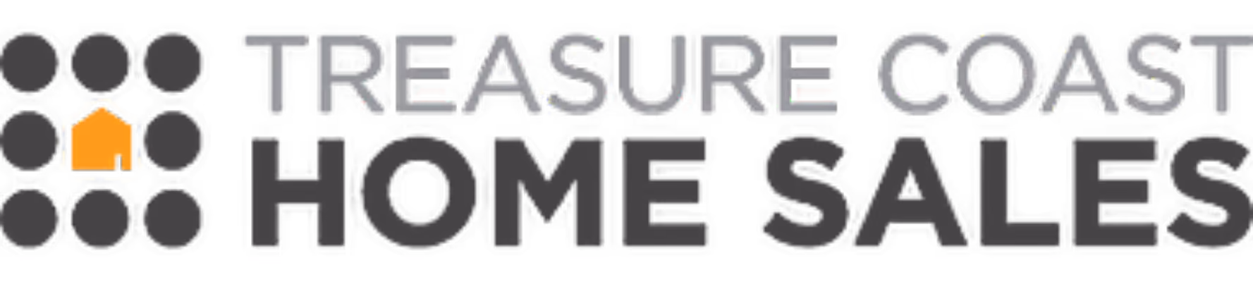 Logo for Treasure Coast Home Sales with a small orange house icon surrounded by gray circles.