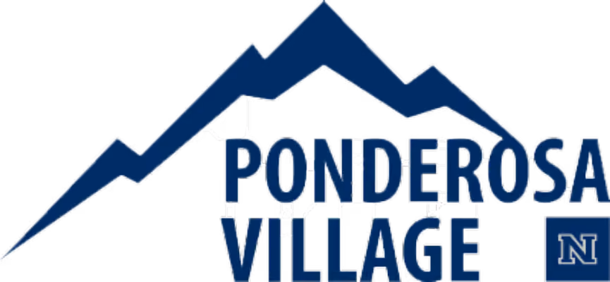 Ponderosa Village logo with stylized mountain and a square containing the letter N.