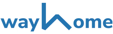 Wayhome wordmark logo with a stylized letter H resembling a house roof.