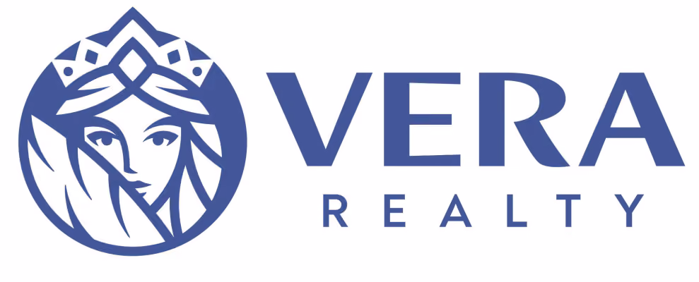 Vera Realty logo with stylized female face wearing a crown in a circle next to bold text Vera Realty.