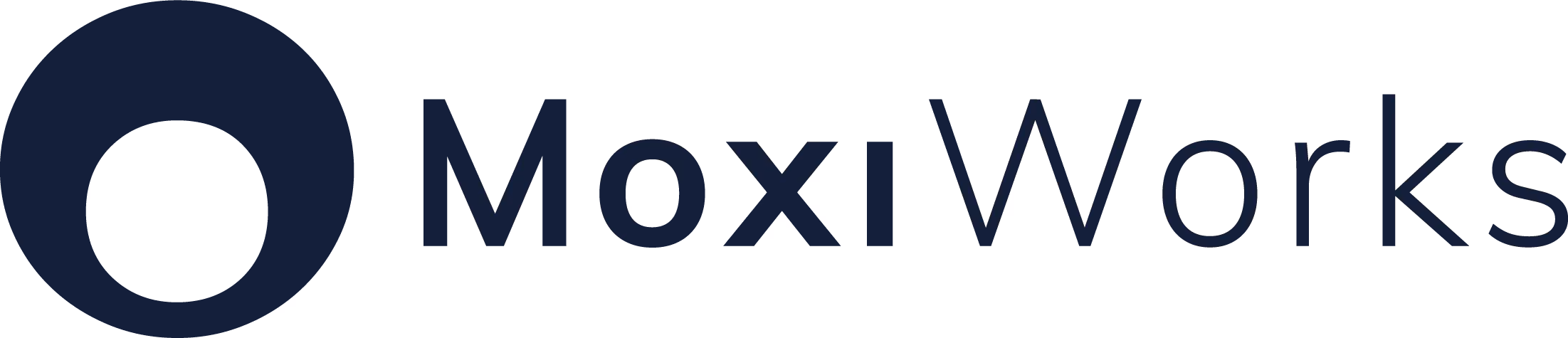 Moxi Works company logo with a circular icon to the left of the text.