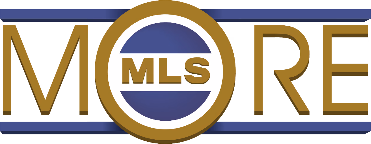 Logo with the word MORE in gold and a blue circle containing the letters MLS in the center O.
