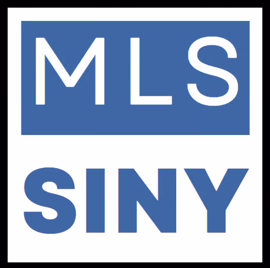 MLS SINY logo with white letters on a blue background and bold blue text below.