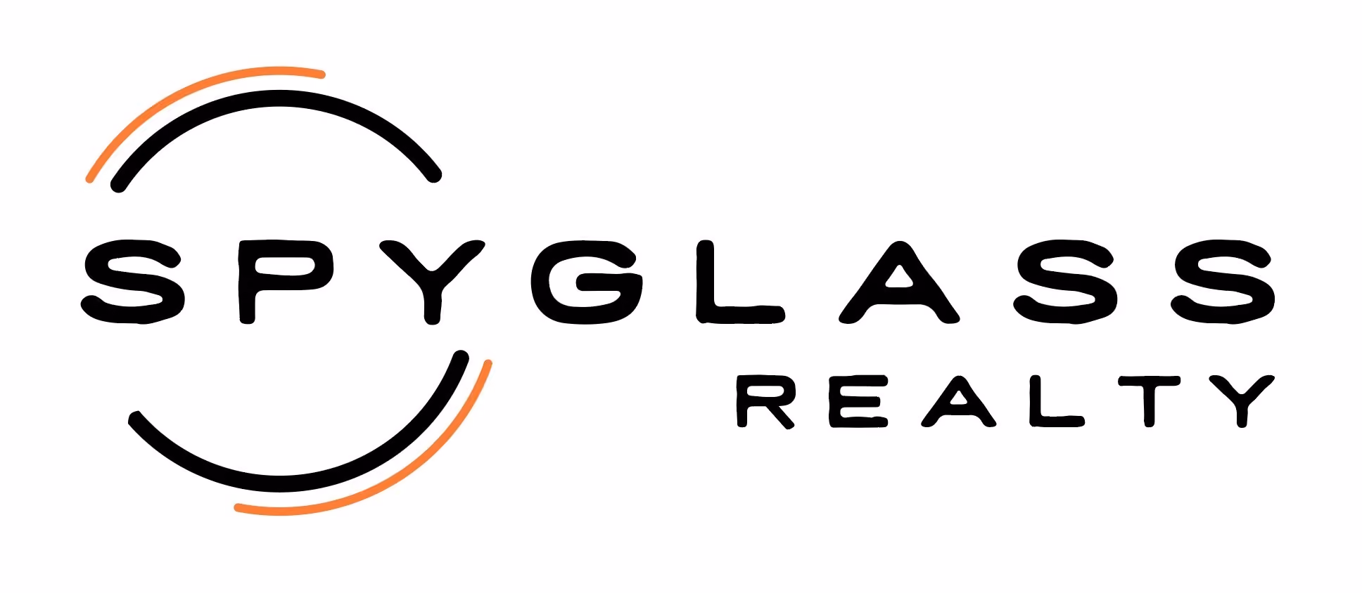 Spyglass Realty logo with black and orange curved lines around the word Spyglass.