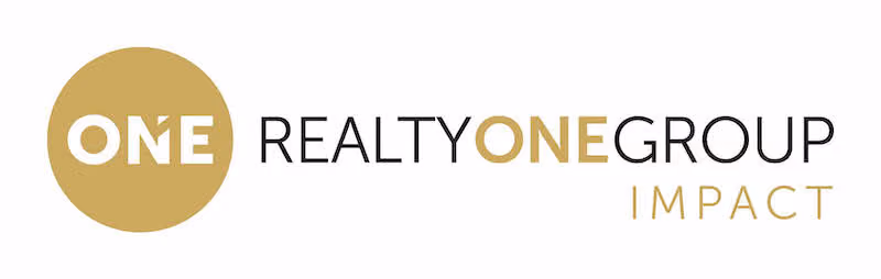 Logo of RealtyONE Group Impact with the word ONE inside a gold circle and gold accent text.