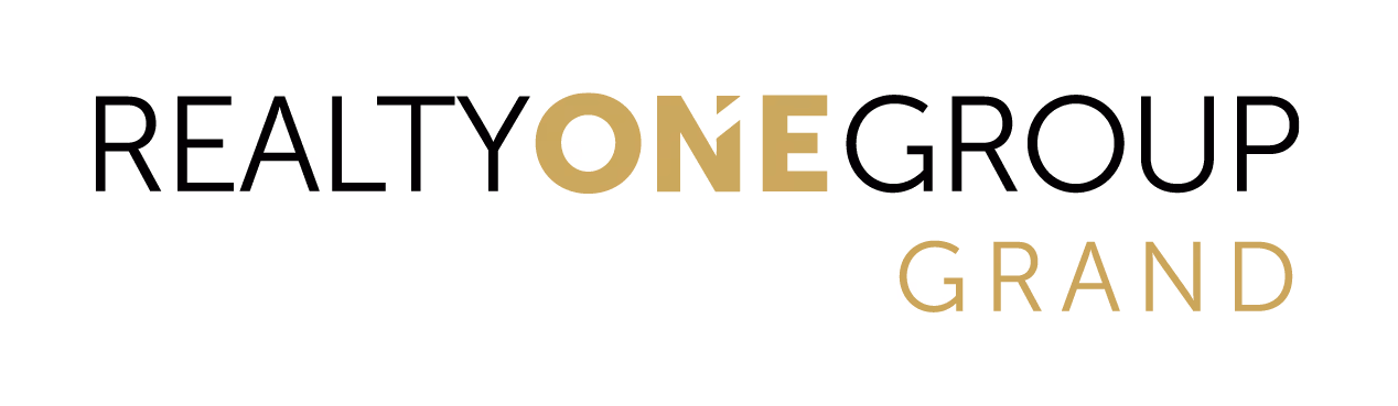 Realty One Group Grand logo with 'ONE' and 'GRAND' in gold and other text in black.