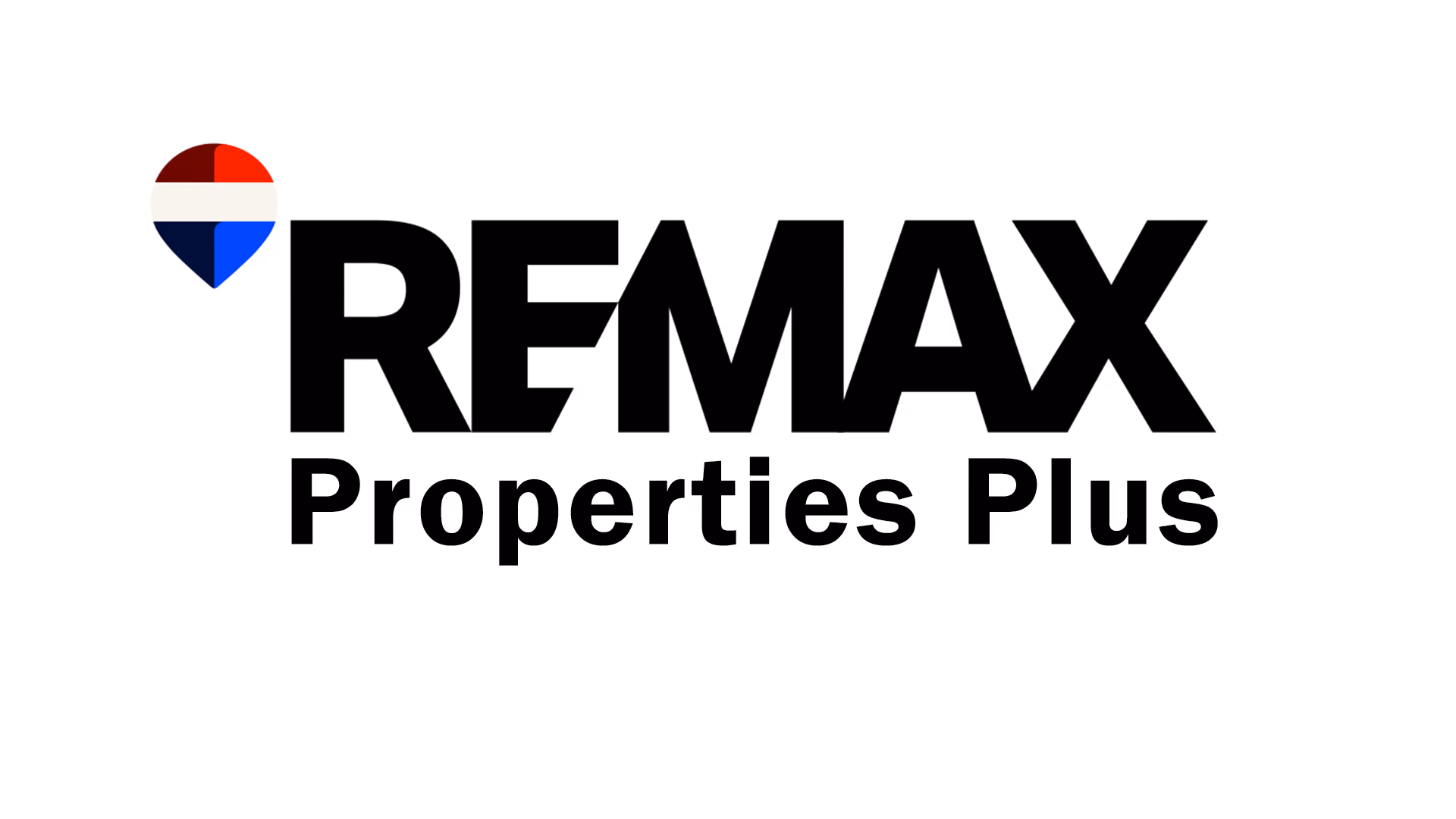 REMAX Properties Plus logo with text and a location pin in red, white, and blue.