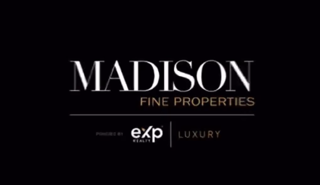 Madison Fine Properties logo with eXp Realty Luxury branding on black background.