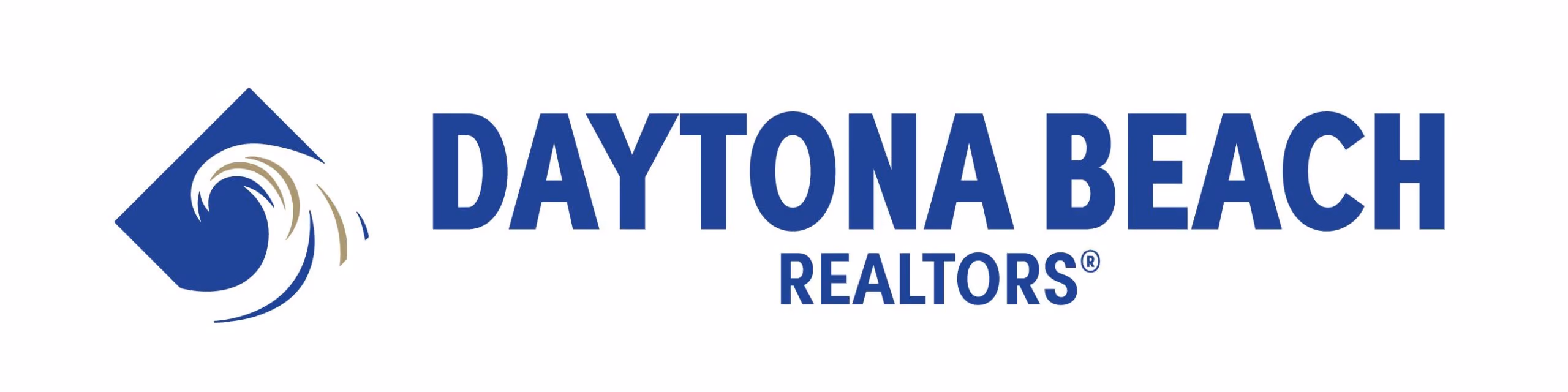 Logo with wave icon followed by bold text Daytona Beach Realtors in blue.