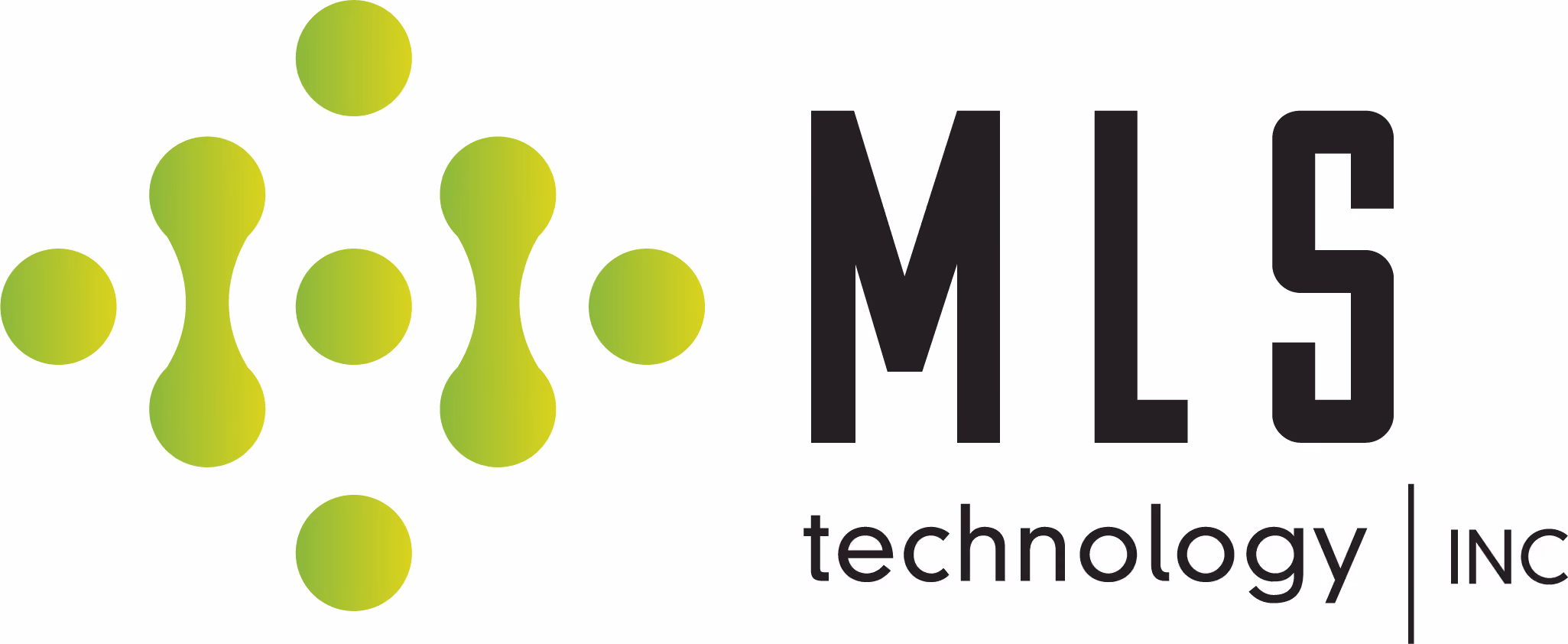 MLS Technology Inc logo with stylized green dots cluster and black text on white background.