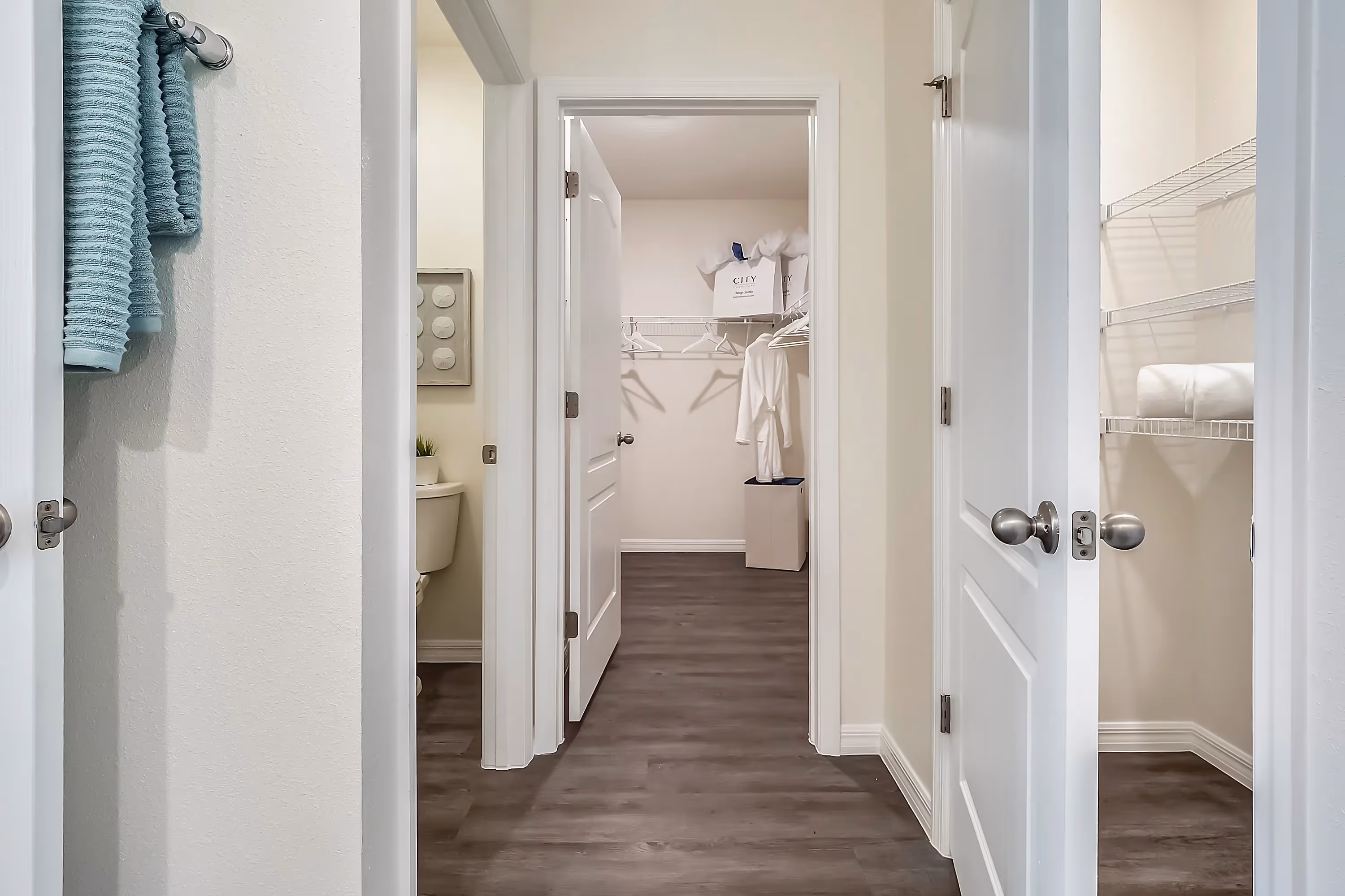 Open bedroom and closet door