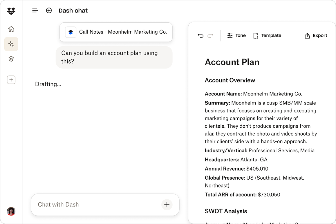 Search results showing sales history for Moonhelm Marketing Co. in Dash omnibox.