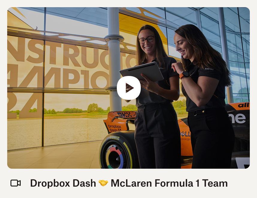 A thumbnail for a Dropbox x McLaren promotional video.