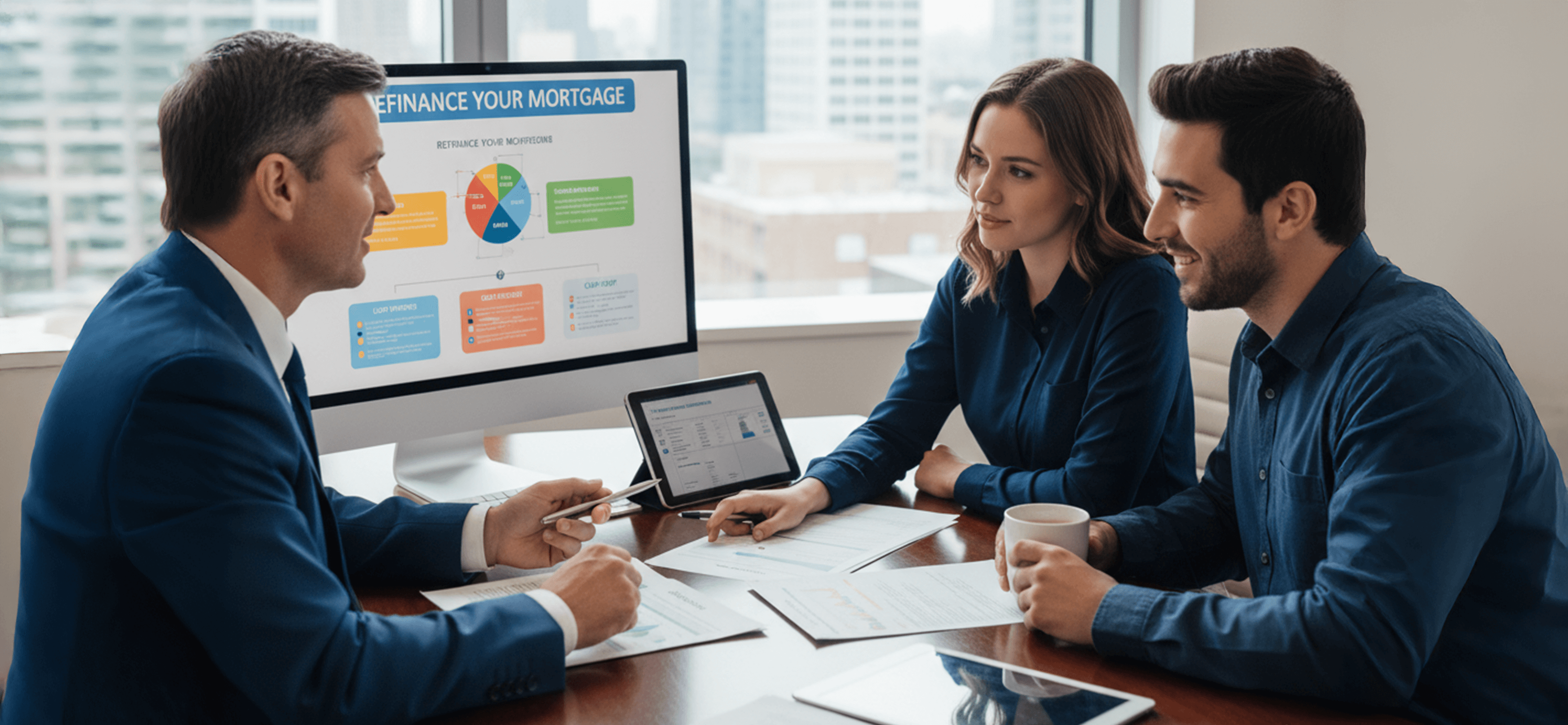 A skilled mortgage broker explains how to refinance home loans to potential clients