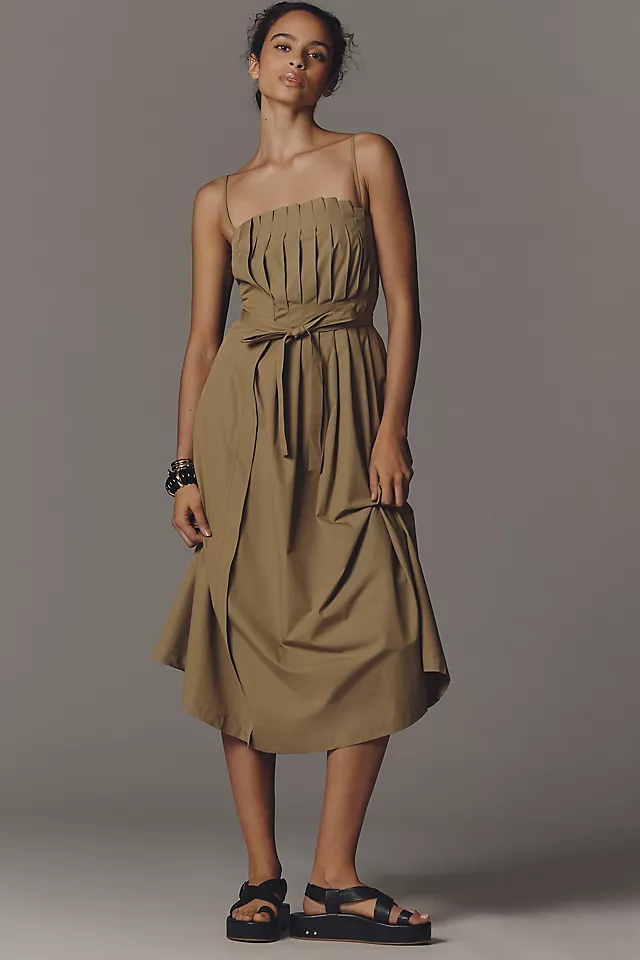 By Anthropologie Utility Pleated Midi Dre
