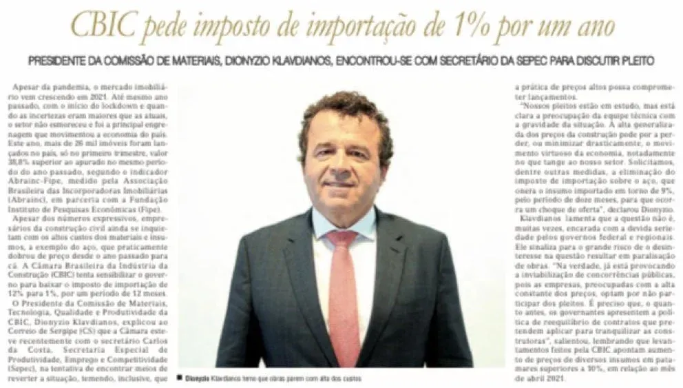 CBIC formaliza pedido de imposto de importação de 1% por um ano