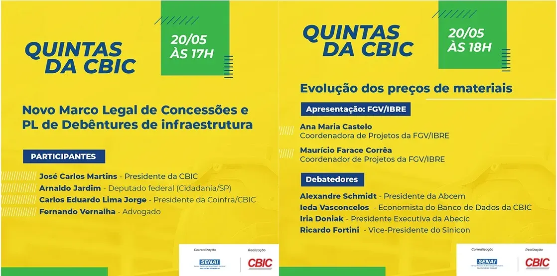 Em dose dupla, ‘Quintas’ debate concessões e evolução dos preços de materiais