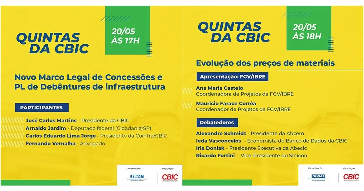 Em dose dupla, ‘Quintas’ debate concessões e evolução dos preços de materiais
